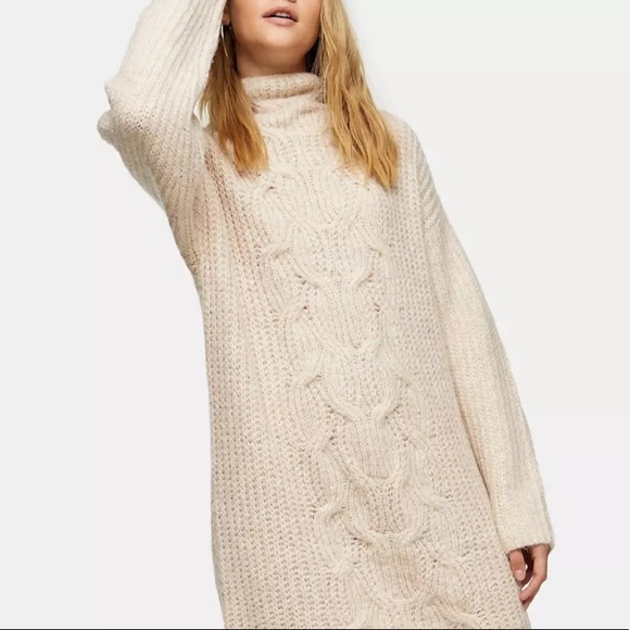 Topshop Sweaters - Topshop cable knit midi jumper dress in ivory